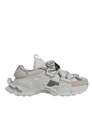 White Nylon Low Top Space Sneakers Shoes