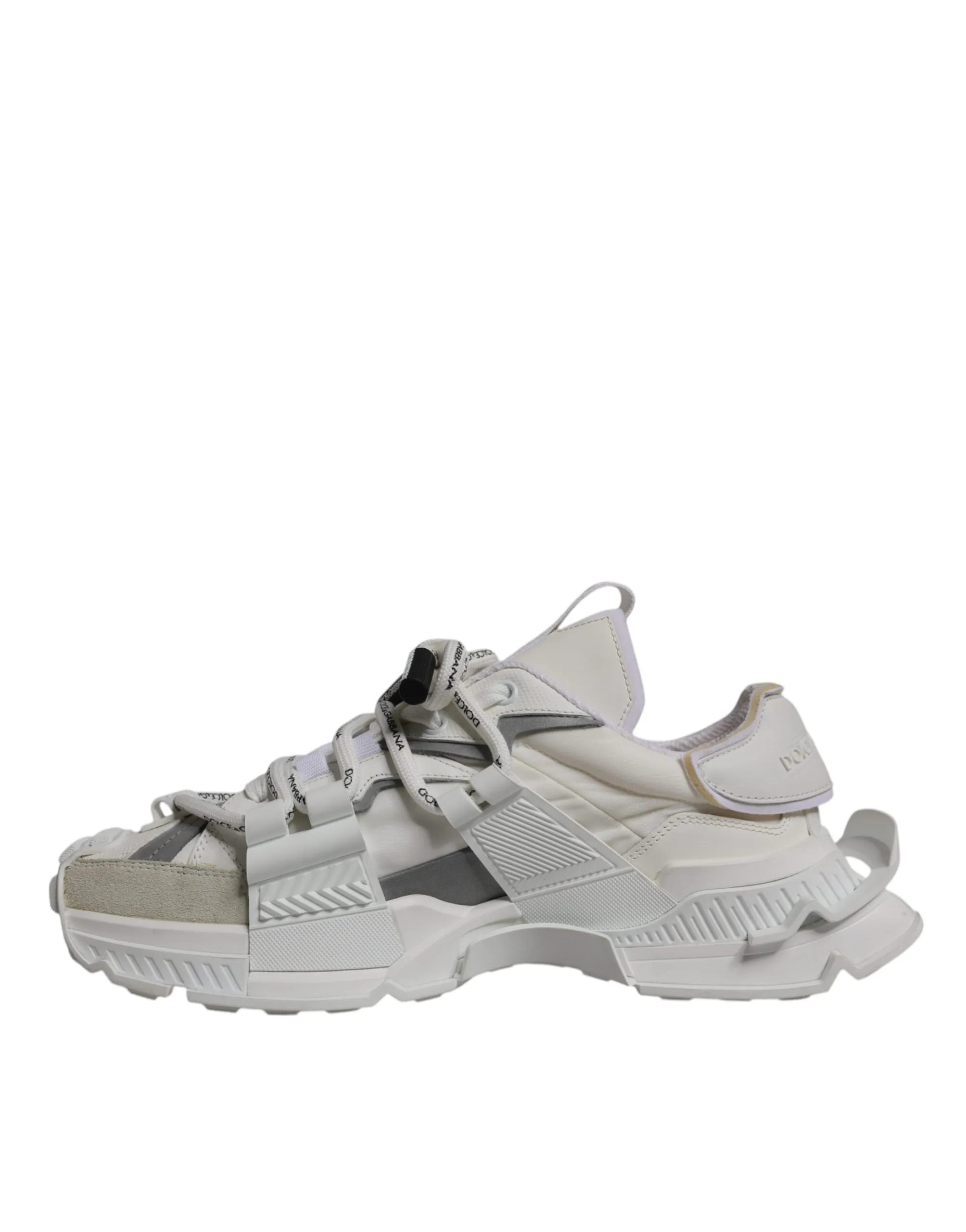 White Nylon Low Top Space Sneakers Shoes