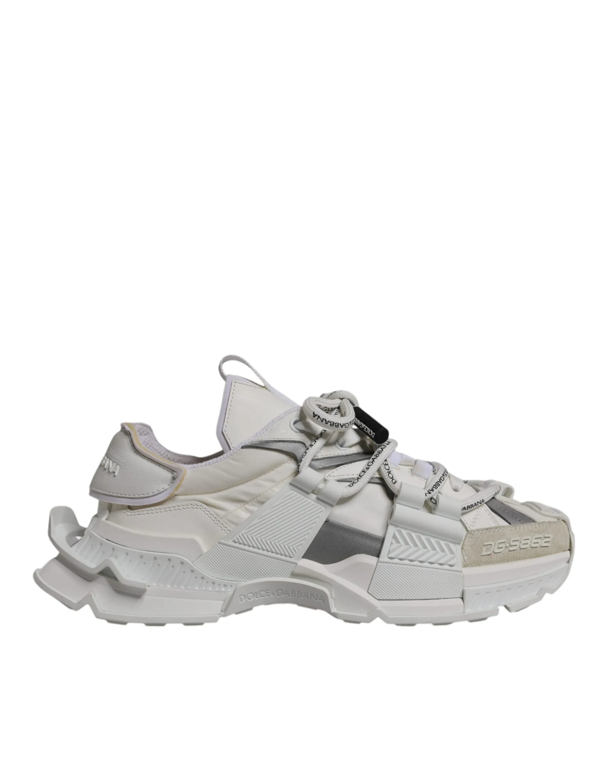 White Nylon Low Top Space Sneakers Shoes