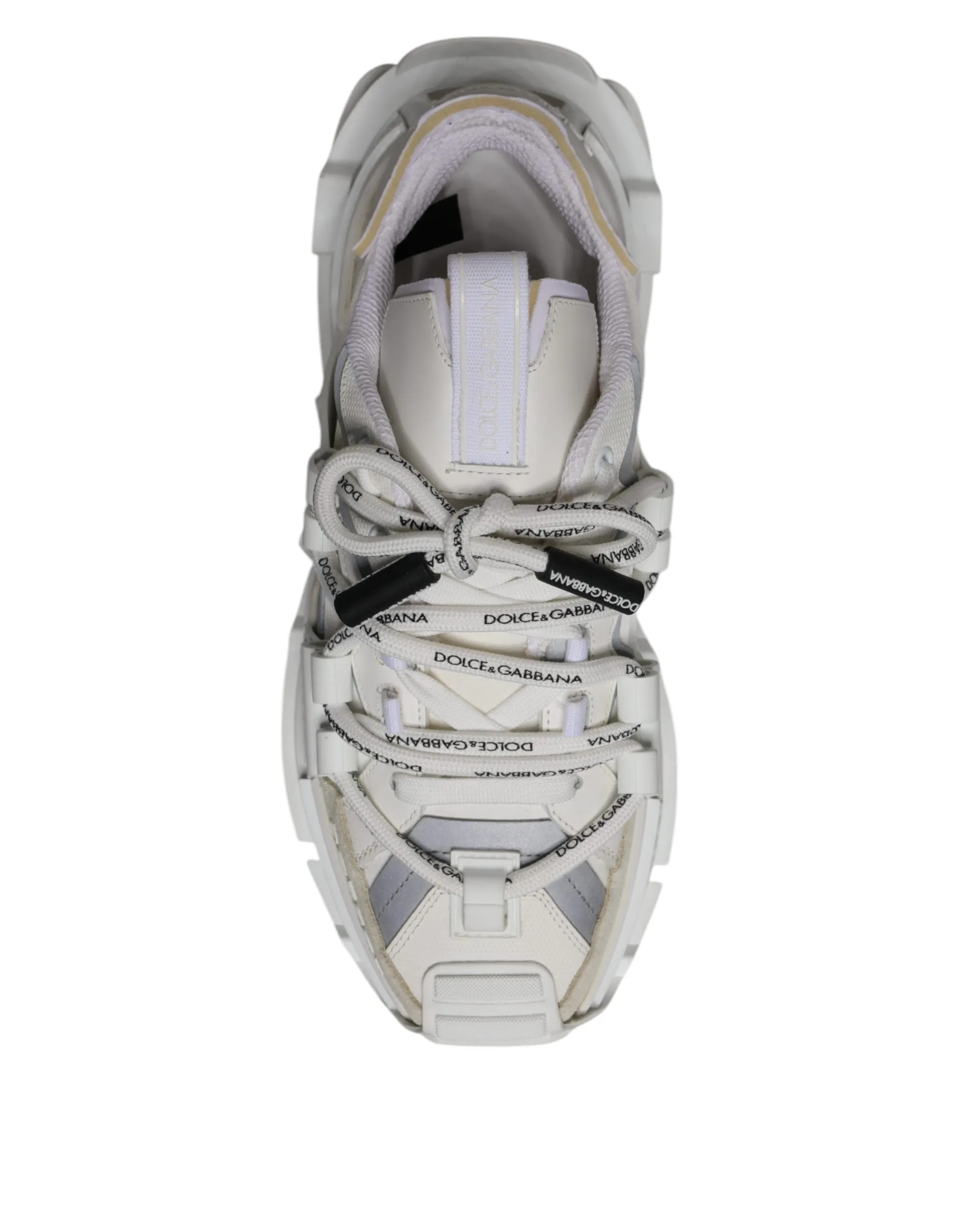 White Nylon Low Top Space Sneakers Shoes