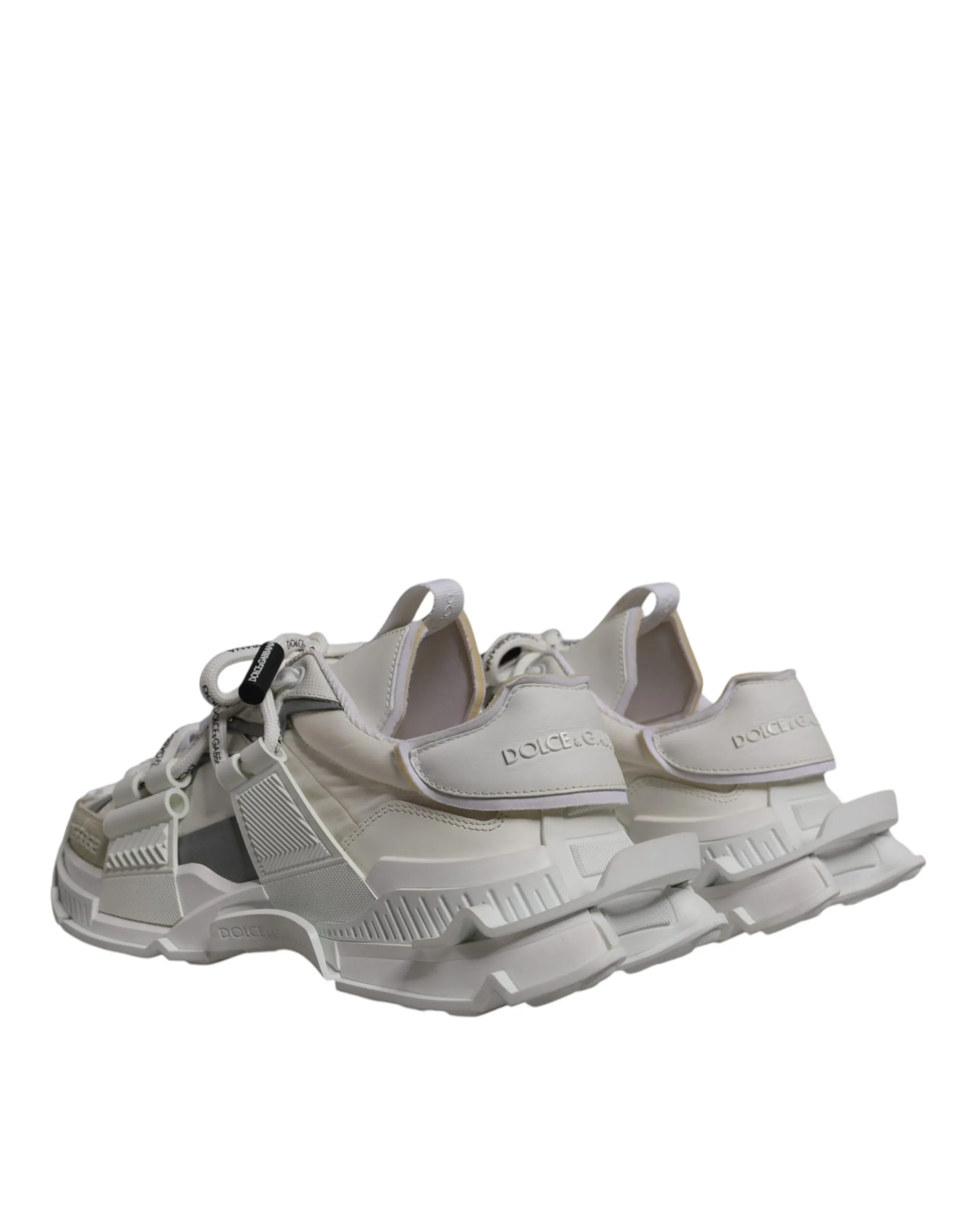 White Nylon Low Top Space Sneakers Shoes