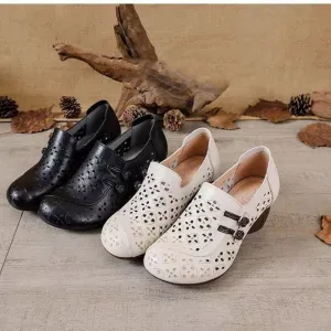 Women's Fashion Round Toe Chunky Heel Shoes