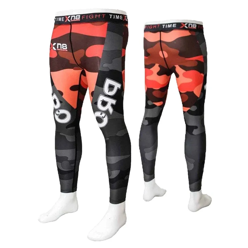Xn8  Mens Leggings ( Grey Orange )