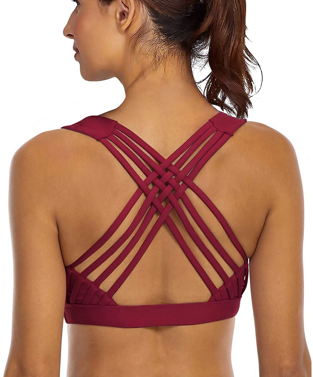 YIANNA Sports Bras for Women Cross Back Padded Sports Bra Medium Support Workout Running Yoga Bra