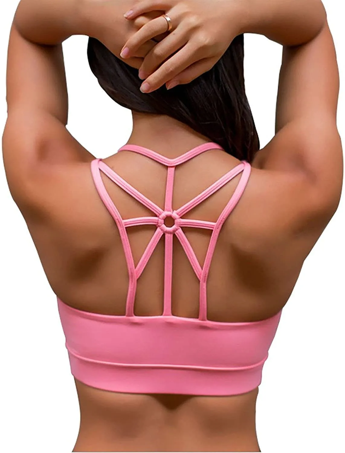 YIANNA Sports Bras for Women Cross Back Padded Sports Bra Medium Support Workout Running Yoga Bra
