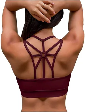 YIANNA Sports Bras for Women Cross Back Padded Sports Bra Medium Support Workout Running Yoga Bra
