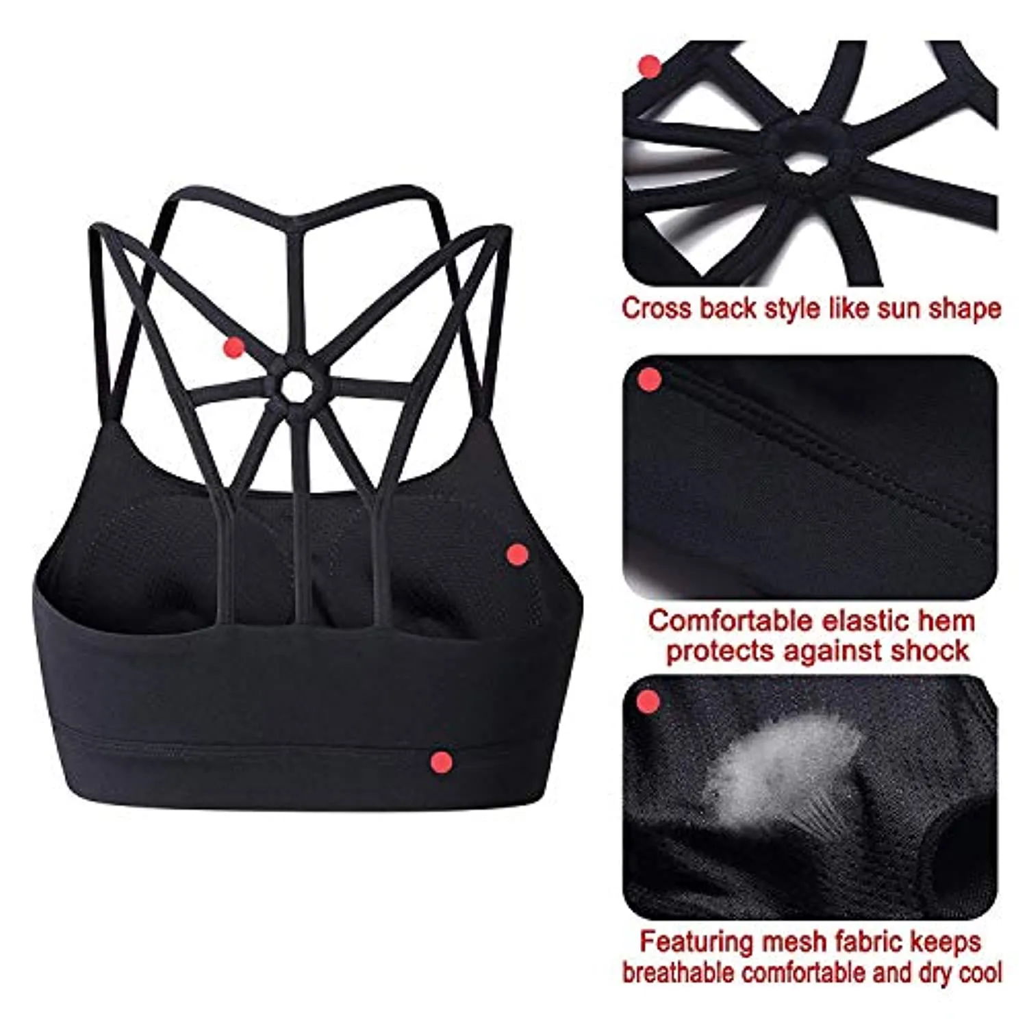 YIANNA Sports Bras for Women Cross Back Padded Sports Bra Medium Support Workout Running Yoga Bra
