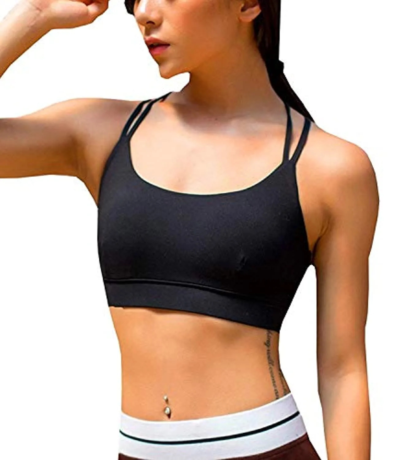 YIANNA Sports Bras for Women Cross Back Padded Sports Bra Medium Support Workout Running Yoga Bra