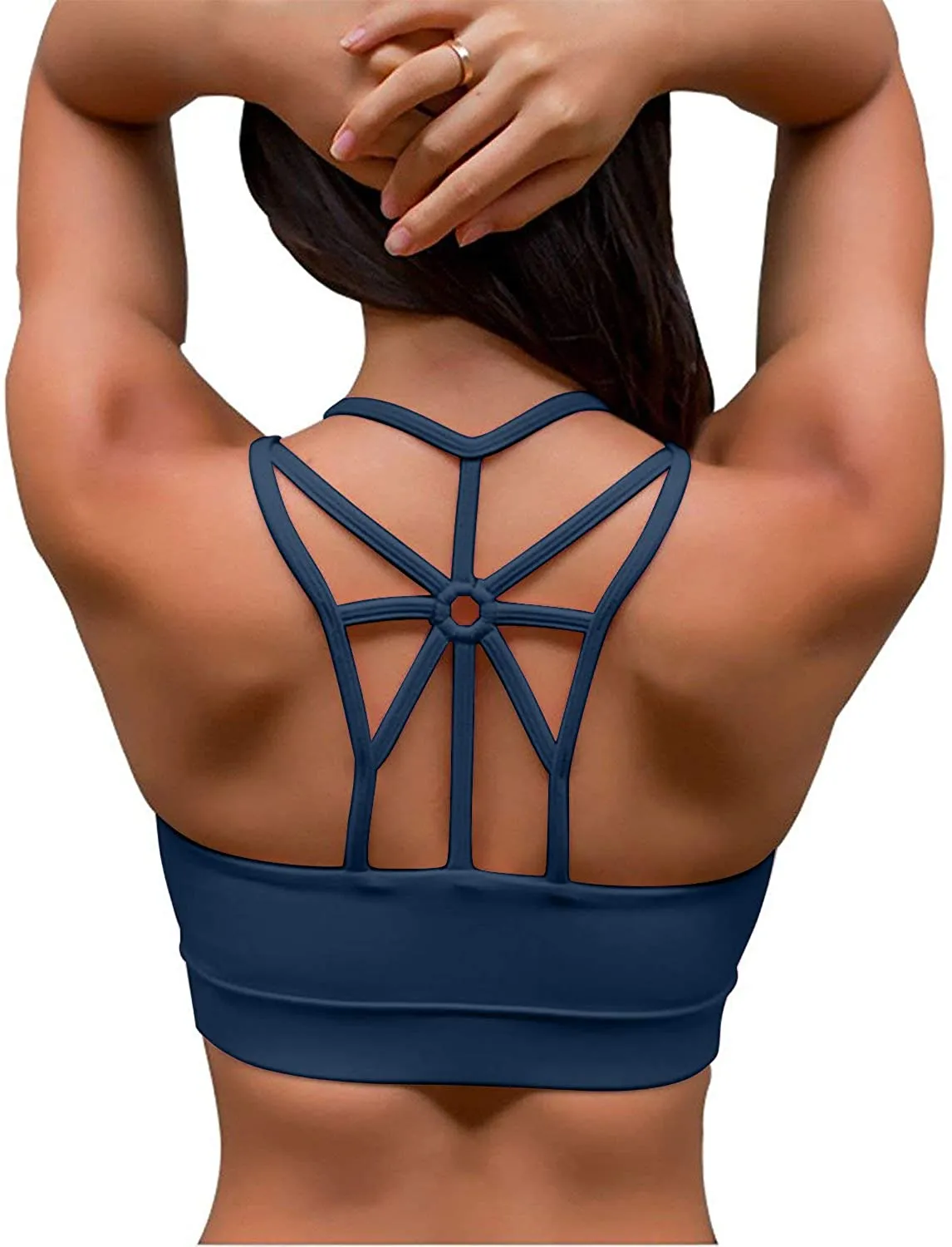 YIANNA Sports Bras for Women Cross Back Padded Sports Bra Medium Support Workout Running Yoga Bra