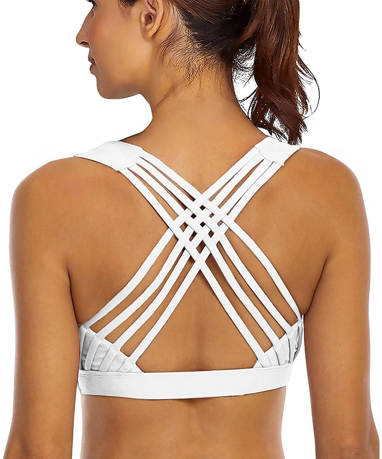YIANNA Sports Bras for Women Cross Back Padded Sports Bra Medium Support Workout Running Yoga Bra