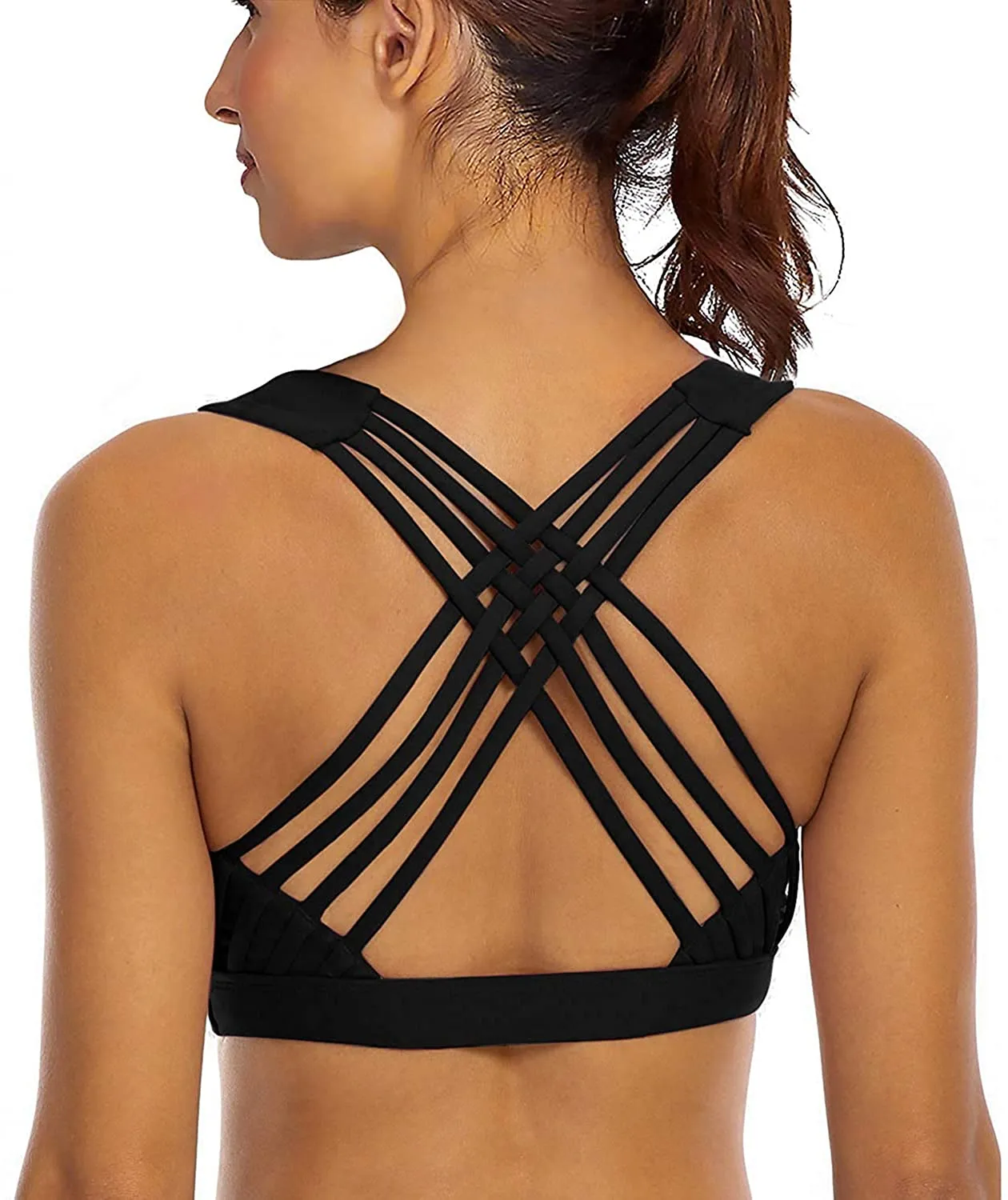 YIANNA Sports Bras for Women Cross Back Padded Sports Bra Medium Support Workout Running Yoga Bra